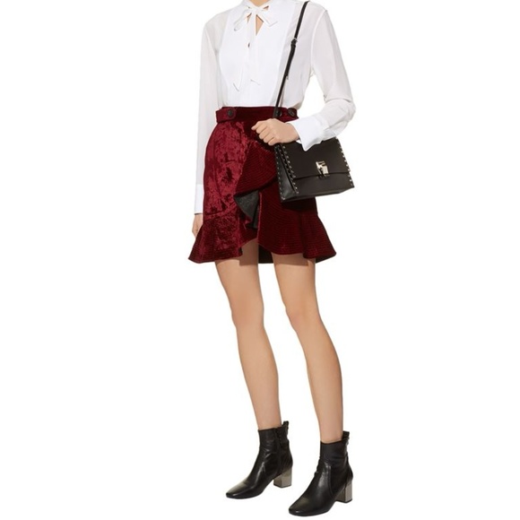 SELF-PORTRAIT Velvet Flounce Mini Skirt Ruffle NEW - Picture 6 of 6